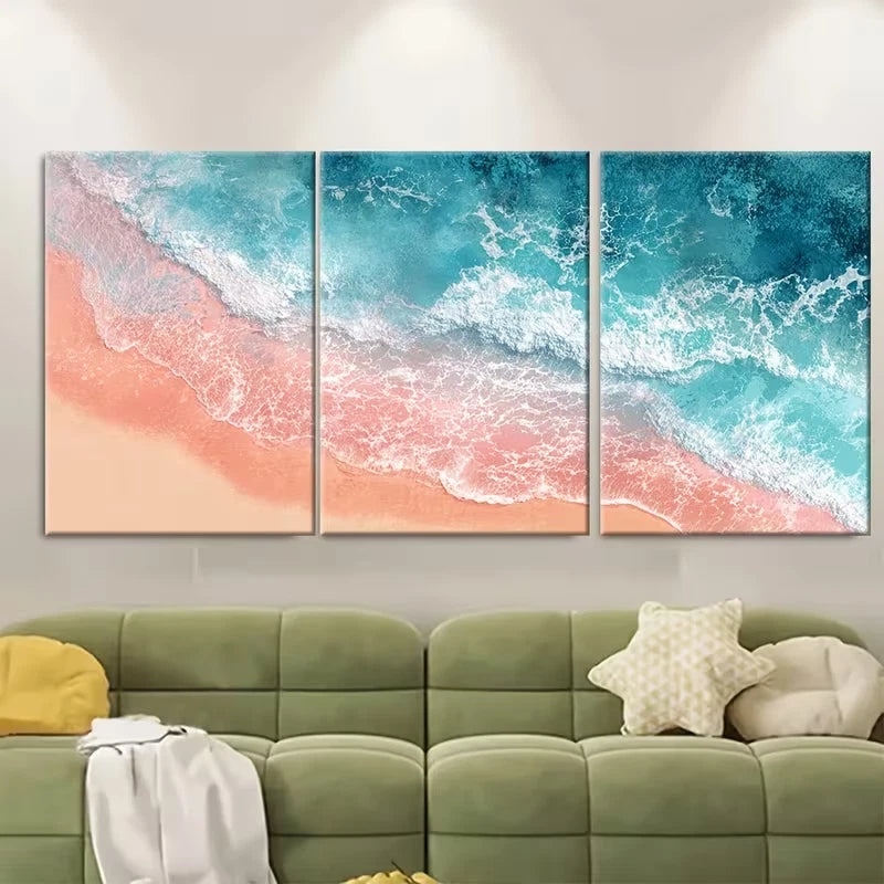 3pcs Low Tide Beach Metal Print Ready to Hang Art