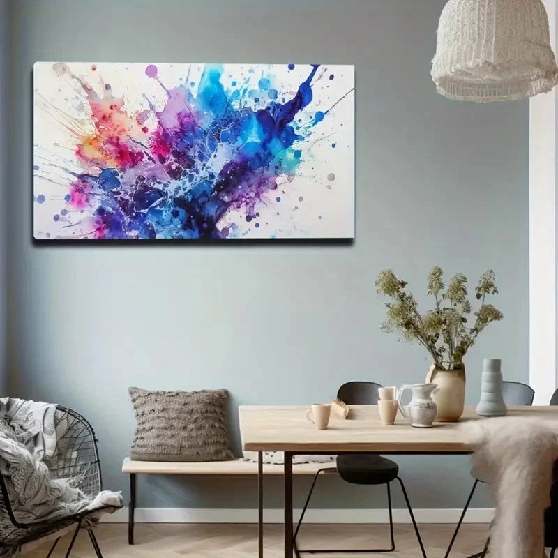 Vibrant Blue Purple & Pink Wall Art Canvas Office Home Room Framed 120x60cm