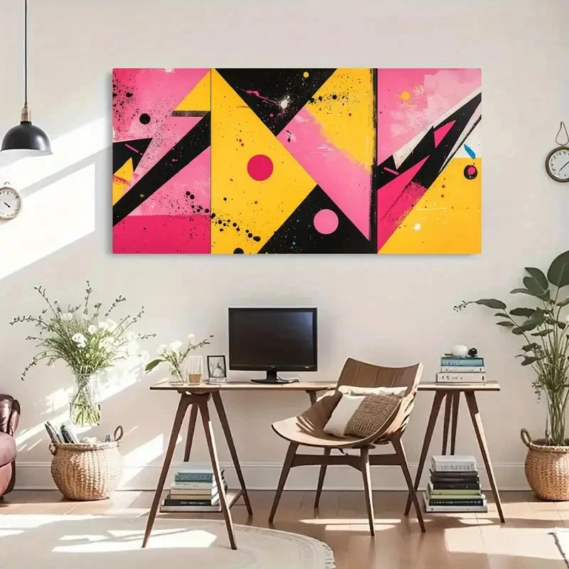 Abstract Modern Art Deco Wall Art Canvas Office Home Room Framed 120x60cm - Bella Home Decor