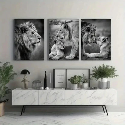 3pcs Lion Family Canvas Wall Art Canvas Unframed - High Quality Print 100% Australian Made Wall Canvas