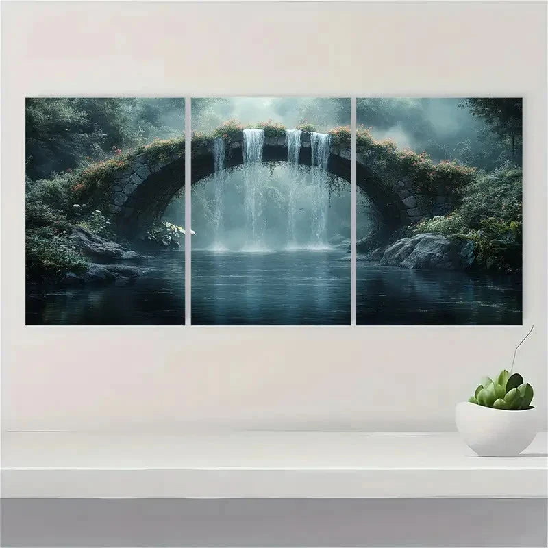 3pcs  Magical Bridge  Magical Forest  Q  Wall Art Set Canvas Framed 50x70cm - High Quality Print 100% Australian Made Wall Canvas Ready to Hang - Bella Home Decor