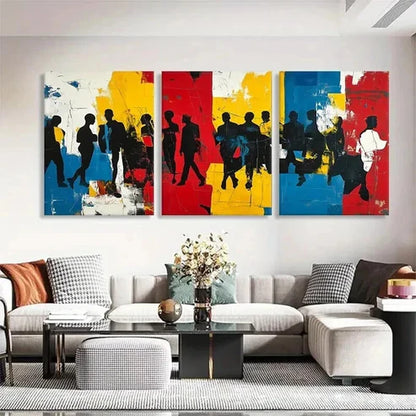 3pcs Dynamic Silhouette Abstract Vibrant Perfect Wall Art Canvas Unframed - High Quality Print 100% Australian Made Wall Canvas - Bella Home Decor