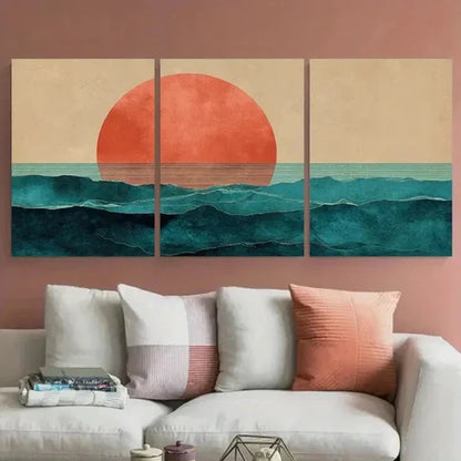 3pcs Mid-Century Modern Minimalist Wall Art Canvas Unframed - High Quality Print 100% Australian Made Wall Canvas