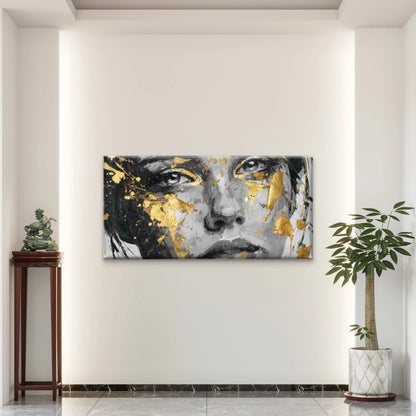 Sophisticated Face, Abstract Wall Art Canvas Office Home Room Framed 120x60cm