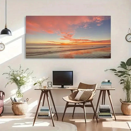 Sunrise At Cumberland Seashore Wall Art Canvas Office Home Room Framed 120x60cm