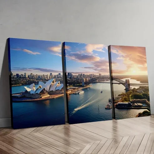 3pcs Sydney Opera House & Harbor Bridge Décor Wall Art Canvas Unframed - High Quality Print 100% Australian Made Wall Canvas