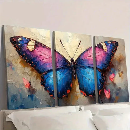 3pcs Butterfly Painting with Kits  Wall Art Set Canvas Unframed - High Quality Print 100% Australian Made Wall Canvas - Bella Home Decor