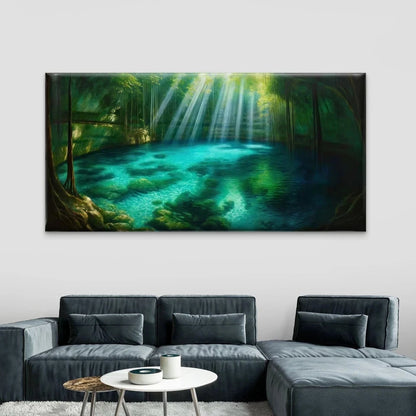 Forest Tropical Lagoon Wall Art Canvas Office Home Room Framed 120x60cm
