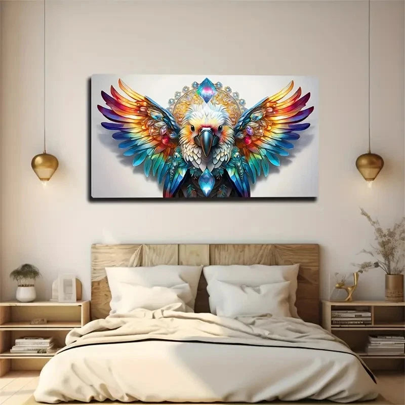 Vibrant Colorful Parrot Deco Wall Art Canvas Office Home Room Framed 120x60cm