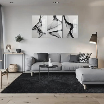 3pcs Black & White Minimalist Lines Metal Print Ready to Hang Art - Bella Home Decor
