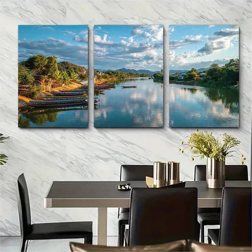 3pcs Thai Village Scenery Traditional PerfectWall Art Canvas Unframed – High Quality Print 100% Australian Made Wall Canvas - Bella Home Decor