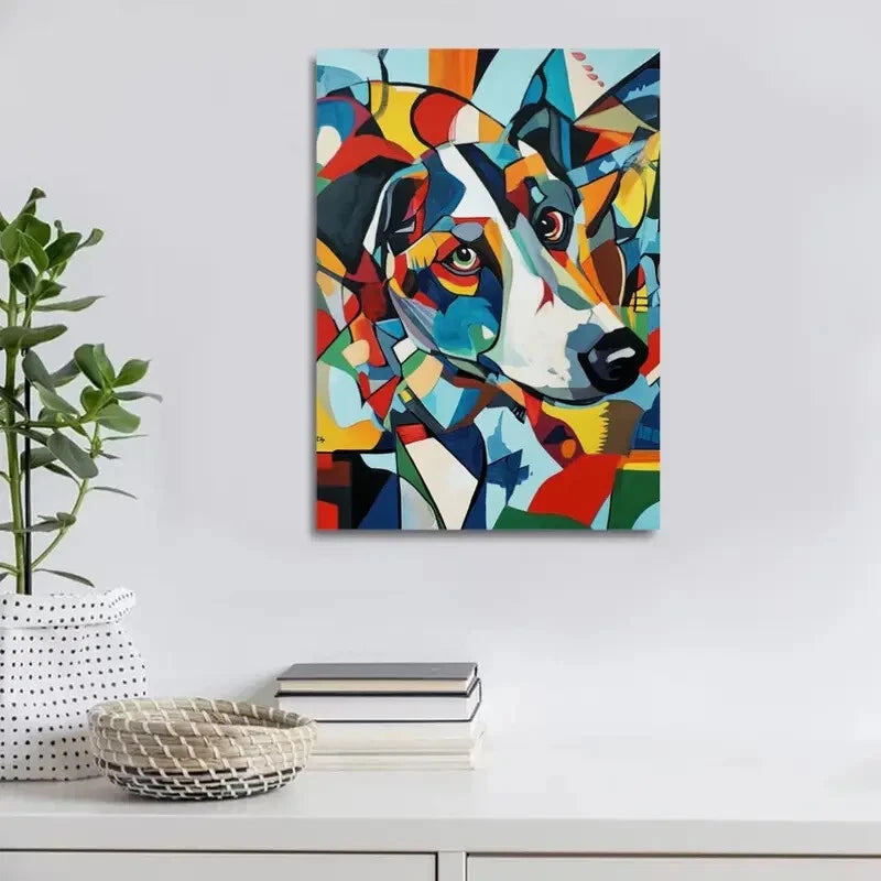 Beautiful Abstract Springfield Hound Dog Painting 40x60cm Metal Print Ready to Hang - Bella Home Decor