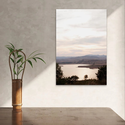 Serene Lake Landscape Sunset Minimalist 40x60cm Metal Print Ready to Hang
