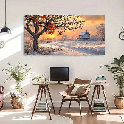 Snow Scene Modern Landscape Wall Art Canvas Office Home Room Framed 120x60cm