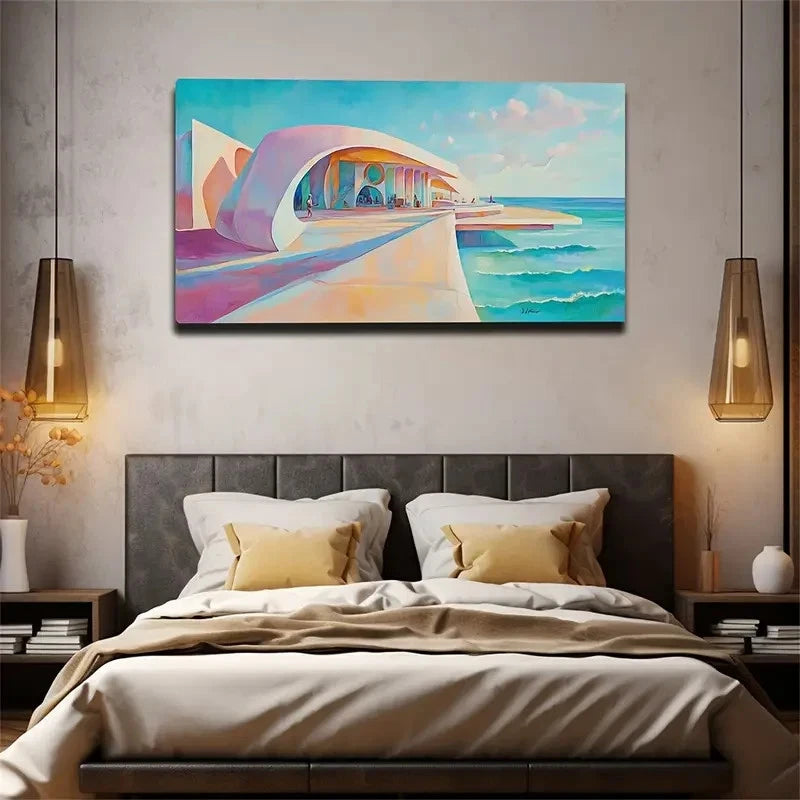 Vibrant Beach Scene Coastal Wall Art Canvas Office Home Room Framed 120x60cm - Bella Home Decor