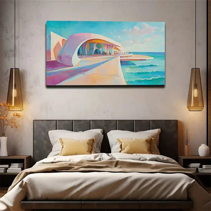 Vibrant Beach Scene Coastal Wall Art Canvas Office Home Room Framed 120x60cm - Bella Home Decor