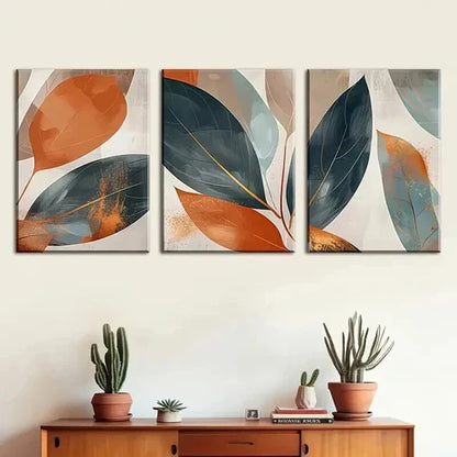 3pcs Stylish Abstract Leaf Printing Perfect Wall Art Canvas Unframed – High Quality Print 100% Australian Made Wall Canvas