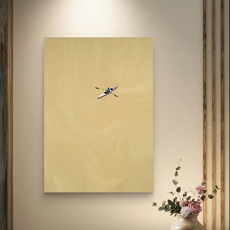 Golden Waves & Lone Paddler Scene 60x90cm Metal Print Ready to Hang