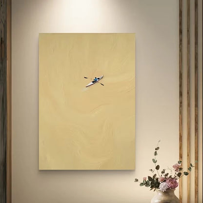 Golden Waves & Lone Paddler Scene 60x90cm Metal Print Ready to Hang