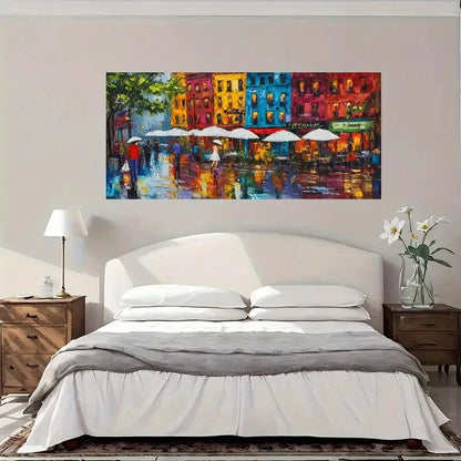 Rainy Cityscape Wall Art Canvas Office Home Room Framed 120x60cm