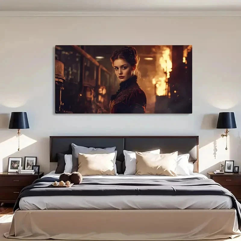 Victorian Woman Atmosphere Wall Art Canvas Office Home Room Framed 120x60cm - Bella Home Decor