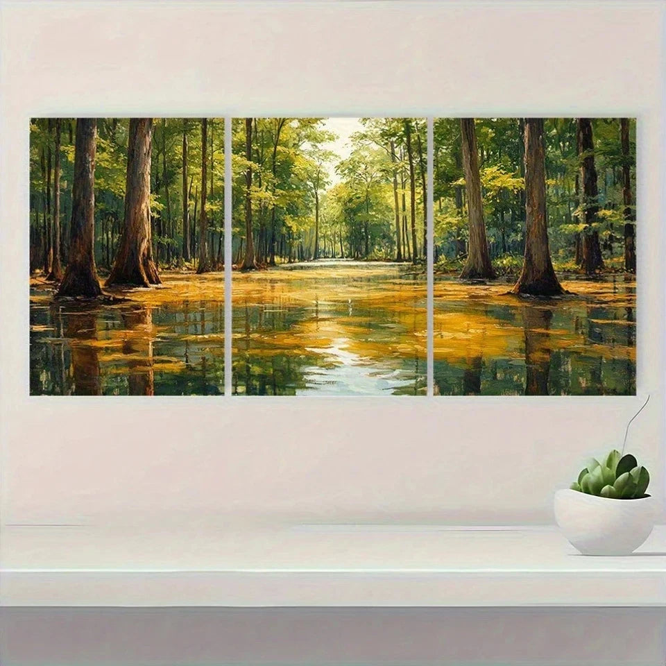 3pcs Congaree National Park Scenery Metal Print Ready to Hang Art - Bella Home Decor
