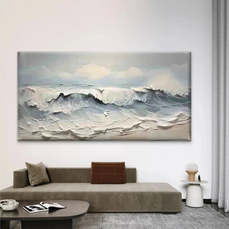 Abstract Ocean Wave Wall Art Canvas Office Home Room Framed 120x60cm