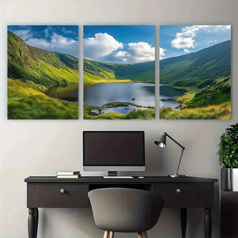 3pcs Wicklow Mountains National Park Perfect Wall Art Set Canvas Framed 50x70cm - High Quality Print 100% Australian Made Wall Canvas Ready to Hang