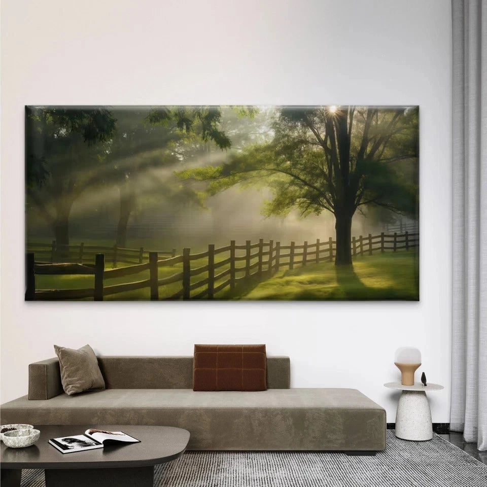 Classic Morning Sunlight Wall Art Canvas Office Home Room Framed 120x60cm - Bella Home Decor