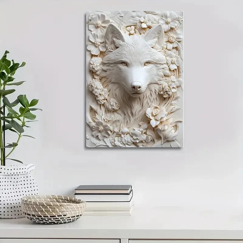 Beautiful Featuring a Wolf Painting 40x60cm Metal Print Ready to Hang - Bella Home Decor