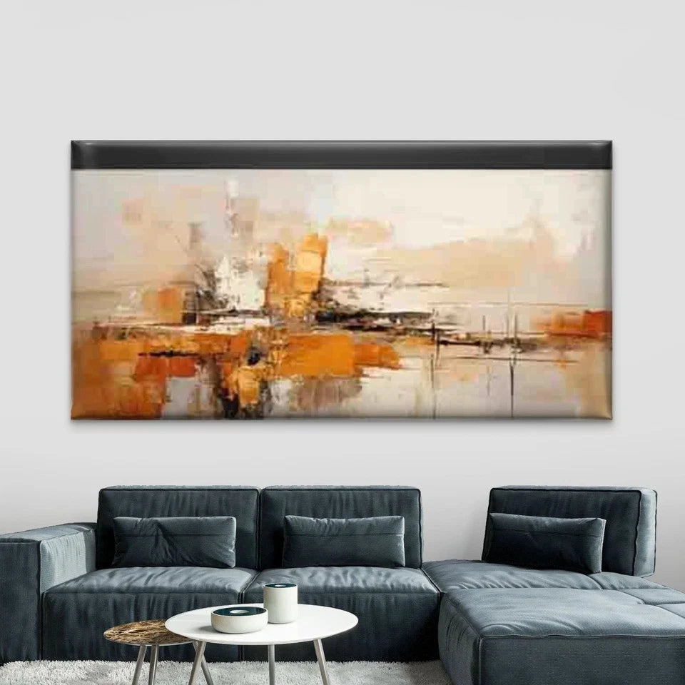 Abstract with Golden Accents Wall Art Canvas Office Home Room Framed 120x60cm - Bella Home Decor