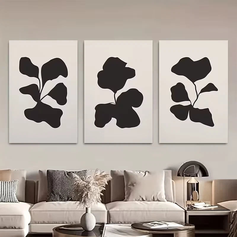 3pcs Abstract Black & Beige Modern Decor  Wall Art Set Canvas Framed 50x70cm - High Quality Print 100% Australian Made Wall Canvas Ready to Hang - Bella Home Decor