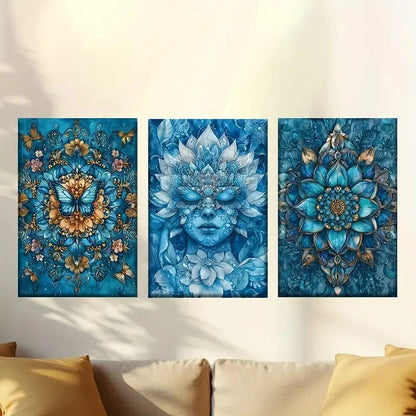 Bohemian style mandala Wall Art Set Canvas Framed 60x90cm - High Quality Print 100% Australian Made Wall Canvas Ready to Hang