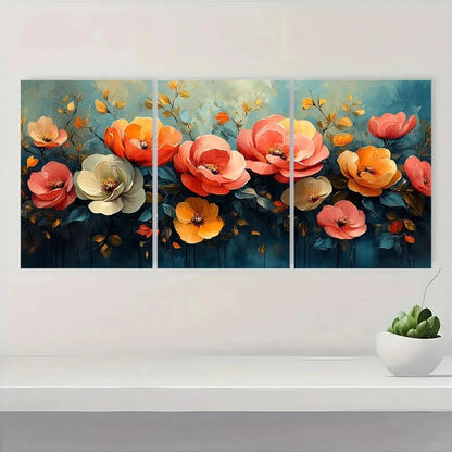 3pcs Colorful Abstract Desert Blooming Flowers Wall Art Set Canvas Framed 60x90cm - High Quality Print 100% Australian Made Wall Canvas Ready to Hang - Bella Home Decor