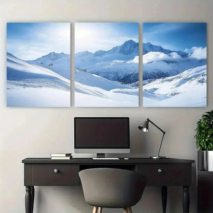 3pcs Val Thorens Ski Mountain Scenery Perfect Wall Art Set Canvas Framed 50x70cm - High Quality Print 100% Australian Made Wall Canvas Ready to Hang