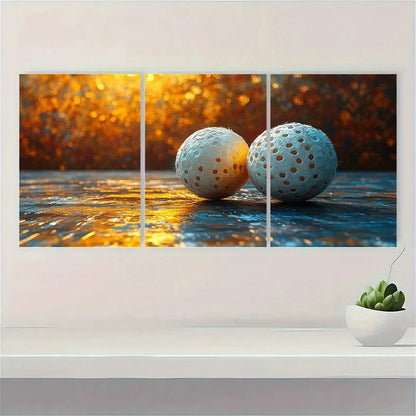 3pcs Badminton Shuttlecocks with Golden Hued Metal Print Ready to Hang Art - Bella Home Decor