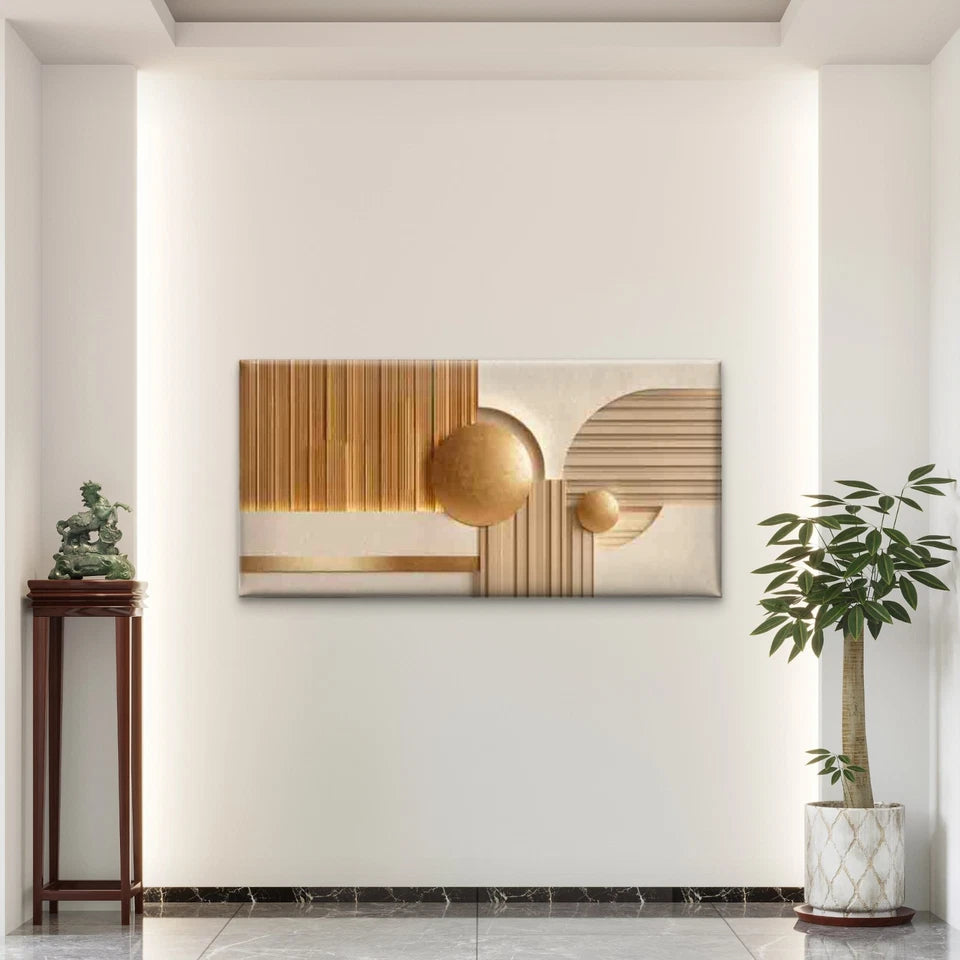 Elegant Golden Speckle Wall Art Canvas Office Home Room Framed 120x60cm