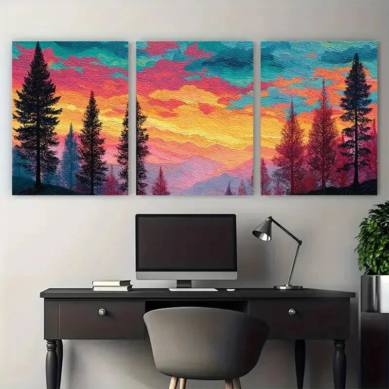 3pcs Abstract Landscape Mountain Nature Perfect Wall Art Set Canvas Framed 50x70cm - High Quality Print 100% Australian Made Wall Canvas Ready to Hang - Bella Home Decor