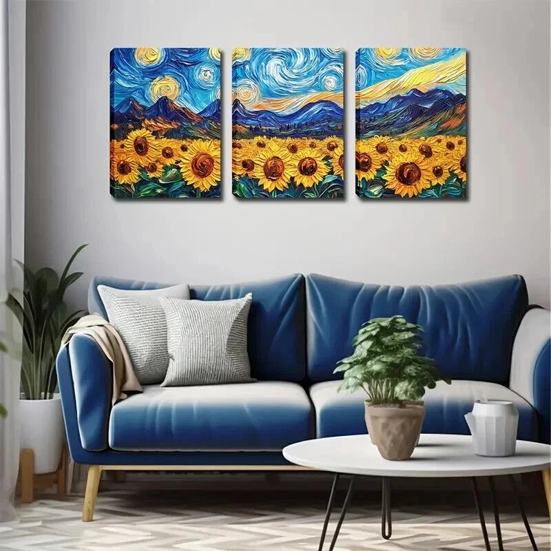 3pcs Vibrant Sunflower Minimalist Décor Perfect Wall Art Set Canvas Framed 60x90cm - High Quality Print 100% Australian Made Wall Canvas Ready to Hang - Bella Home Decor