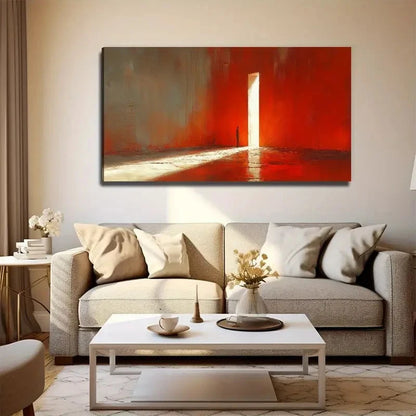 Doorway Art In Vibrant Red Wall Art Canvas Office Home Room Framed 120x60cm