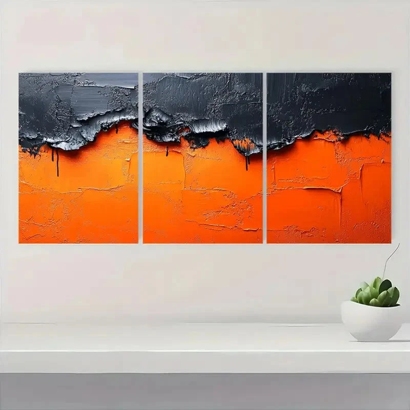 3pcs Black & Orange  Modern Knife Design BO   Wall Art Set Canvas Framed 40x60cm - High Quality Print 100% Australian Made Wall Canvas Ready to Hang - Bella Home Decor