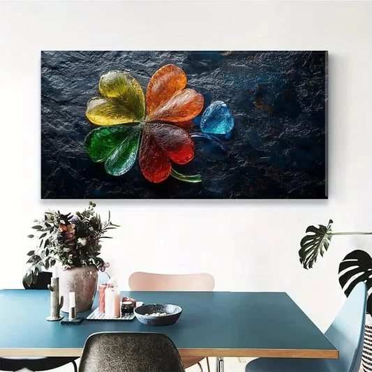 Leaves Vibrant Minimalist Deco Wall Art Canvas Office Home Room Framed 120x60cm