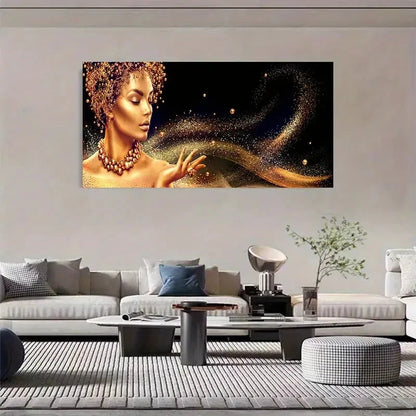 Golden Elegance Minimalist Wall Art Canvas Office Home Room Framed 120x60cm
