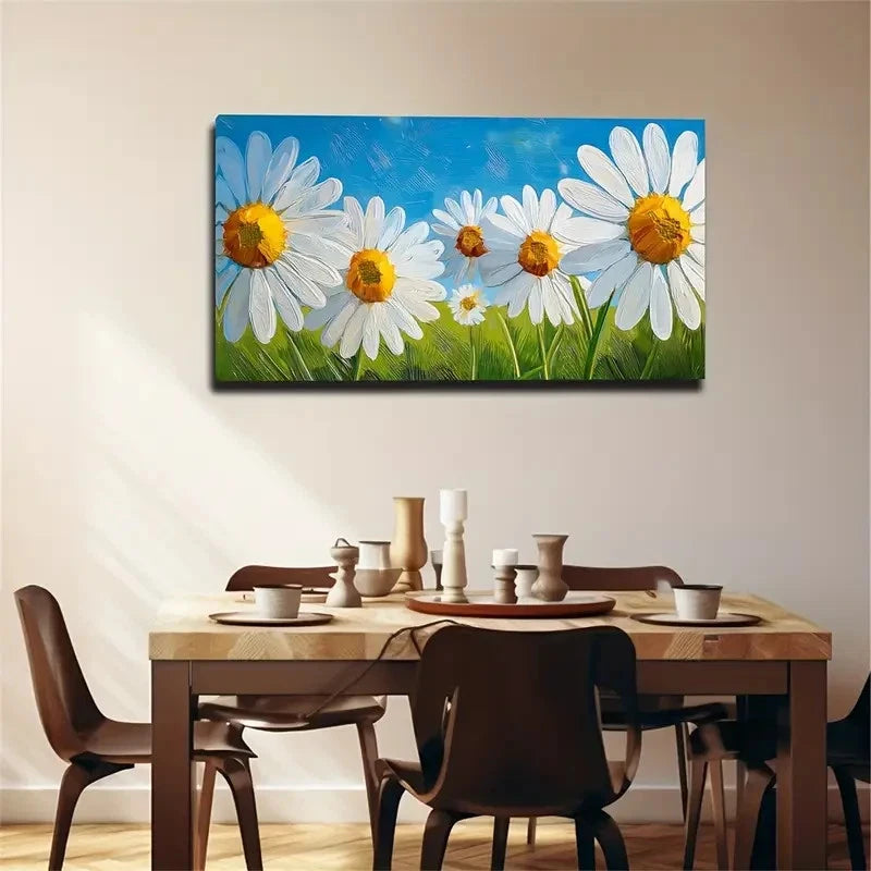 Chrysanthemum White Petals Wall Art Canvas Office Home Room Framed 120x60cm