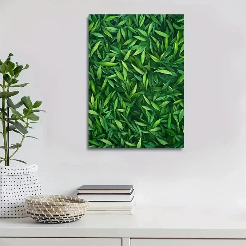 Vibrant Emerald Mint Grass Lawn Design 40x60cm Metal Print Ready to Hang - Bella Home Decor