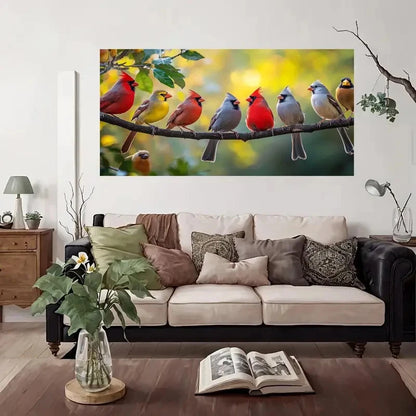 Modern Vintage Birds Wall Art Canvas Office Home Room Framed 120x60cm
