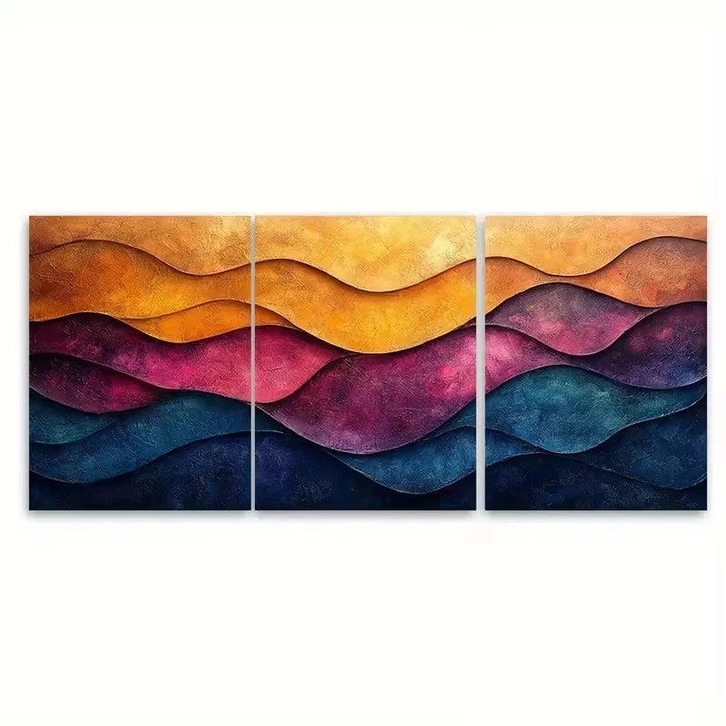 3pcs Vibrant Abstract Textured Wall Art Set Canvas Framed 50x70cm – High Quality Print 100% Australian Made Wall Canvas Ready to Hang