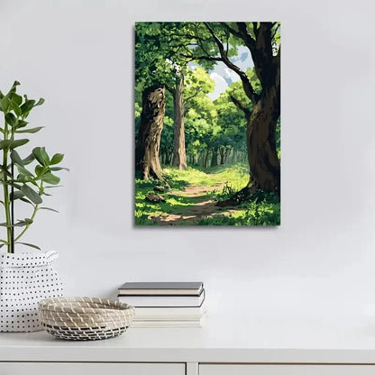 Beautiful Vibrant Greenery and Sunlit Pathway 40x60cm Metal Print Ready to Hang - Bella Home Decor