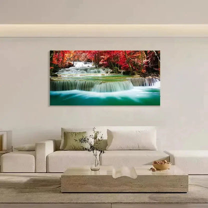 Maple Leaf Forest Rainforest Wall Art Canvas Office Home Room Framed 120x60cm