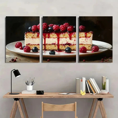 3pcs Cake Dessert Food Delicious Perfect  Wall Art Set Canvas Unframed - High Quality Print 100% Australian Made Wall Canvas - Bella Home Decor